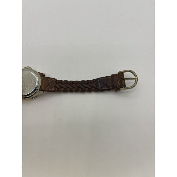 Vintage 1996 GUESS Women\'s Two-Tone Watch Brown Leather Braided Strap Japan Mvmt main image 6